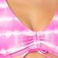 California Waves Women's Tie Dye Stretch Cinch Front Scoop Neck Adjustable Tie Bralette Swimsuit Top Pink Size Small