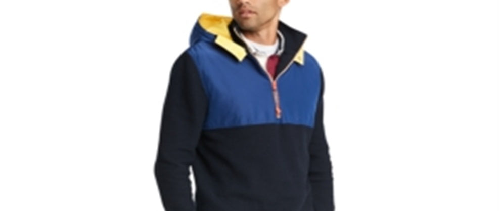 Tommy Hilfiger Men's Colorblocked Quarter Zip Hoodie Navy Multi Size M