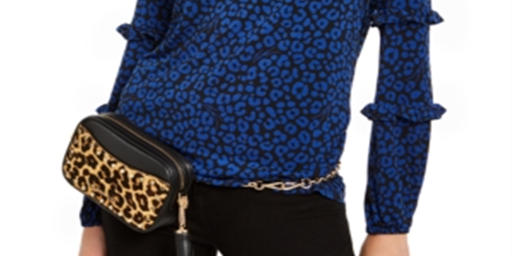 Michael Kors Women's Long Sleeve Top Blue Size Large