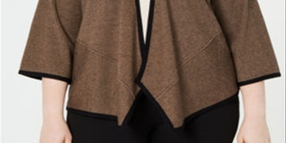 Alfani Women's Peplum Drape Cardigan Sweater Brown Size 2X