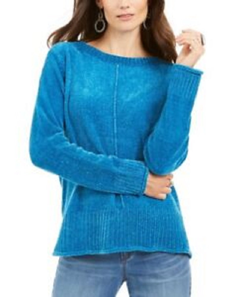 Style & Co Women's Chenille Sweater Blue Size Petite S