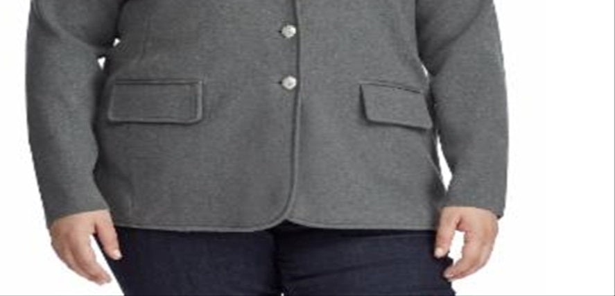 Ralph Lauren Women's Sweater Knit Blazer Gray Size 3X