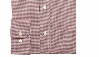 Club Room Men's Regular Classic Fit Stretch Twill Puppytooth Dress Shirt Red Size 15X32-33