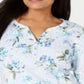 Karen Scott Women's Havana Falls Floral Print Henley Top Blue Size Small
