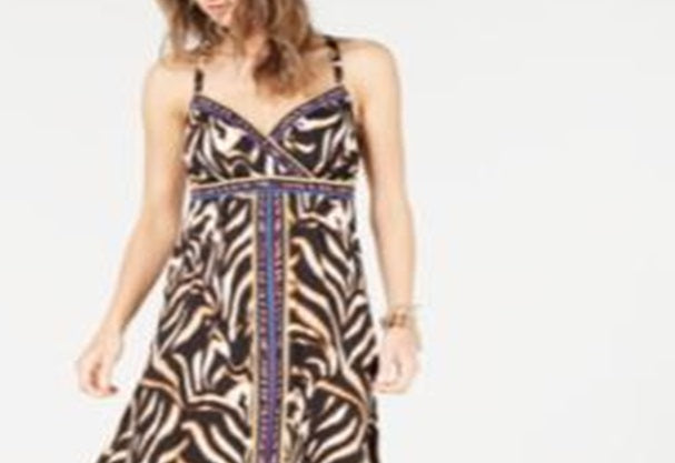 INC International Concepts Women's Strappy Back Maxi Dress Black Gold Size Petite Medium