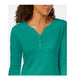 Karen Scott Women's Cotton Henley Top  Teal Size X-Small