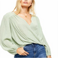 Free People Women's Check on It Hi Low Drapey Wrap Top Green Size Small
