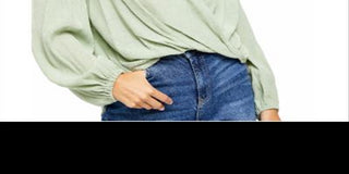 Free People Women's Check on It Hi Low Drapey Wrap Top Green Size Small