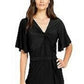 NY Collection Women's Twist Front Jumpsuit Black Size Petite XS