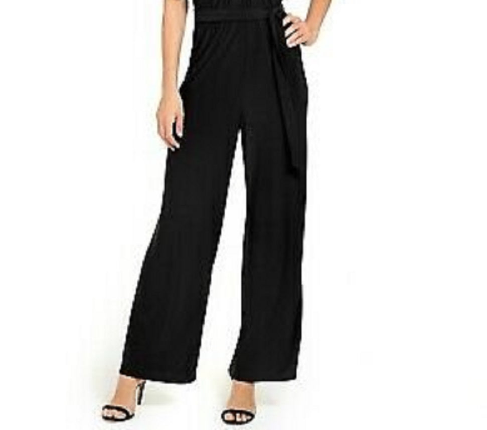 NY Collection Women's Twist Front Jumpsuit Black Size Petite XS