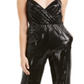 Q & a Women's Sequin Faux Wrap Jumpsuit Black Size X-Large