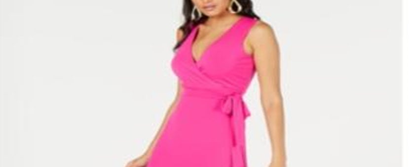 Thalia Sodi Women's Faux Wrap Ruffled Maxi Dress Pink Size X-Large