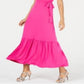 Thalia Sodi Women's Faux Wrap Ruffled Maxi Dress Pink Size X-Large