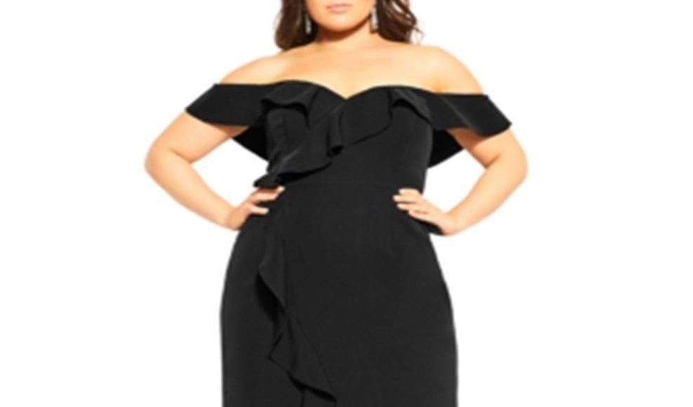 City Chic Women's Savannah Maxi Dress Black Size 18W