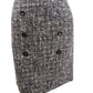 Bar III Women's Button Detail Tweed Pencil Skirt Black Size 6
