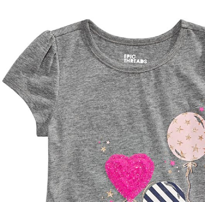 Epic Threads Little Girl's Balloons T-Shirt Gray Size 5