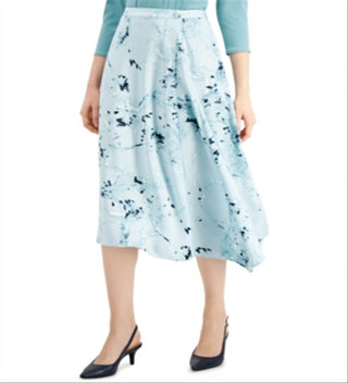 Alfani Women's Printed Asymmetric A Line Skirt Green Size 6