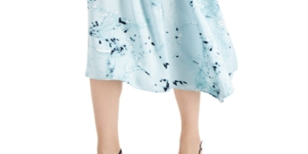 Alfani Women's Printed Asymmetric A Line Skirt Green Size 6