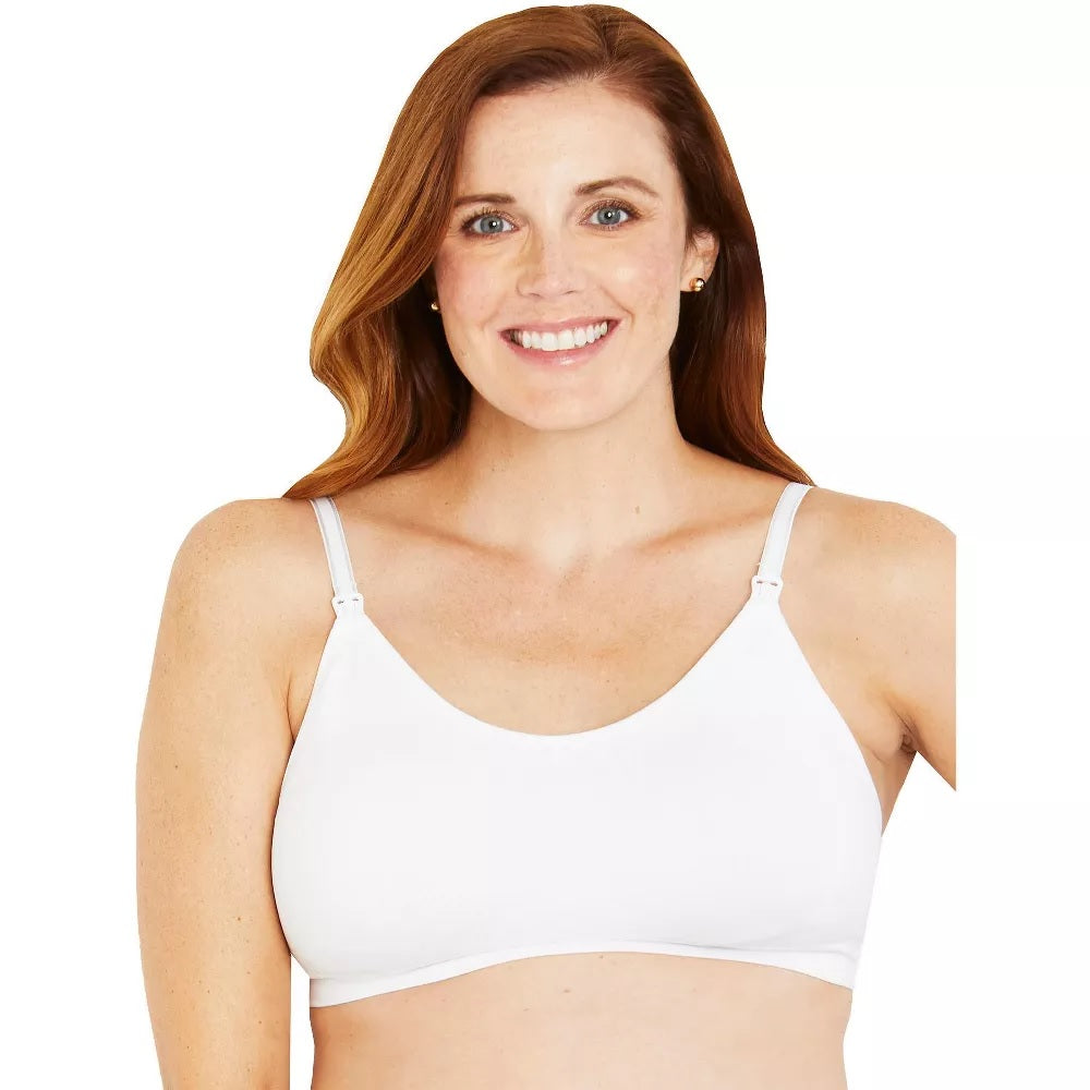 Motherhood Maternity Women's Seamless Full Coverage Clip Down Nursing Bra White Size S