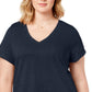 Style & Co Women's Plus V Neck T-Shirt Blue Size 0X