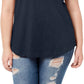 Style & Co Women's Plus V Neck T-Shirt Blue Size 0X