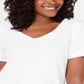 Karen Scott Women's V Neck Cotton Top White Size XX-Large