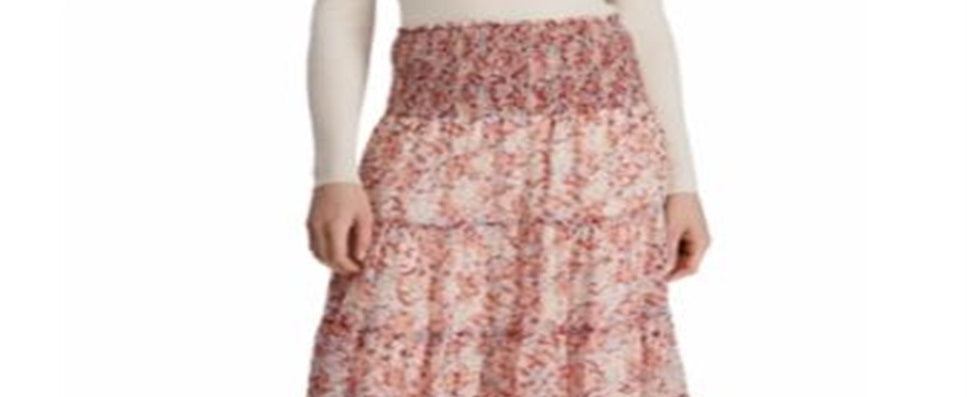 Ralph Lauren Women's Tiered Georgette Peasant Skirt Red Size 4 P