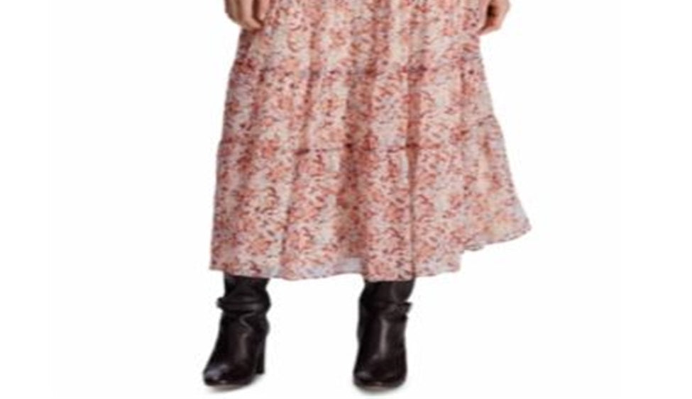 Ralph Lauren Women's Tiered Georgette Peasant Skirt Red Size 4 P