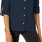 Tommy Hilfiger Women's Collared Button up Top Blue Size Large