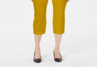 Alfani Women's Invisible Zip Capri Pants Yellow Size 8