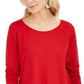 Style & Co Women's Cotton High Low Top Red Size Small