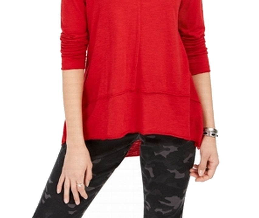 Style & Co Women's Cotton High Low Top Red Size Small