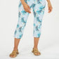 Charter Club Women's Printed Capri Pants Blue Size 8 Petite