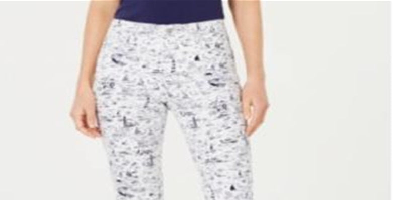 Charter Club Women's Printed Bristol Capri Jeans Blue Size 8