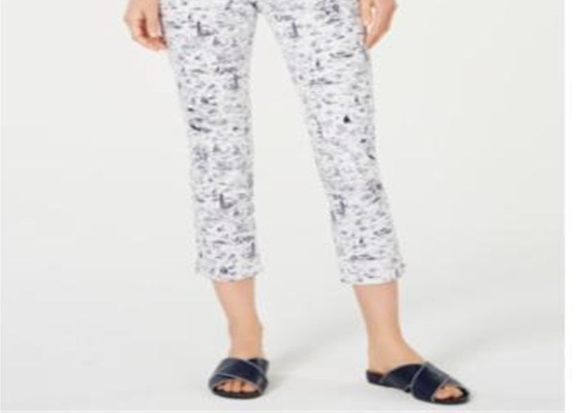 Charter Club Women's Printed Bristol Capri Jeans Blue Size 8