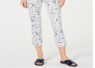 Charter Club Women's Printed Bristol Capri Jeans Blue Size 8