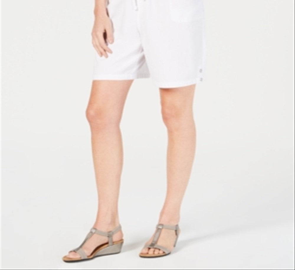 Karen Scott Women's Cotton Drawstring Shorts White Size Small
