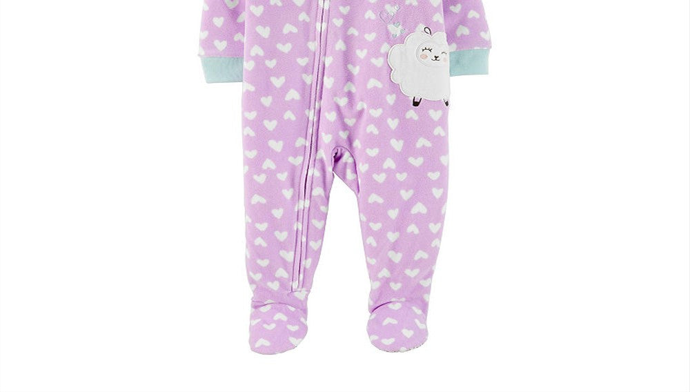 Carter's Girls' Footies PRINT Sheep Heart Microfleece Footie Infant Purple Size 2T