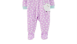 Carter's Girls' Footies PRINT Sheep Heart Microfleece Footie Infant Purple Size 2T