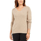 Karen Scott Women's Cotton Ribbed Marled Sweater Brown Size Petite Small