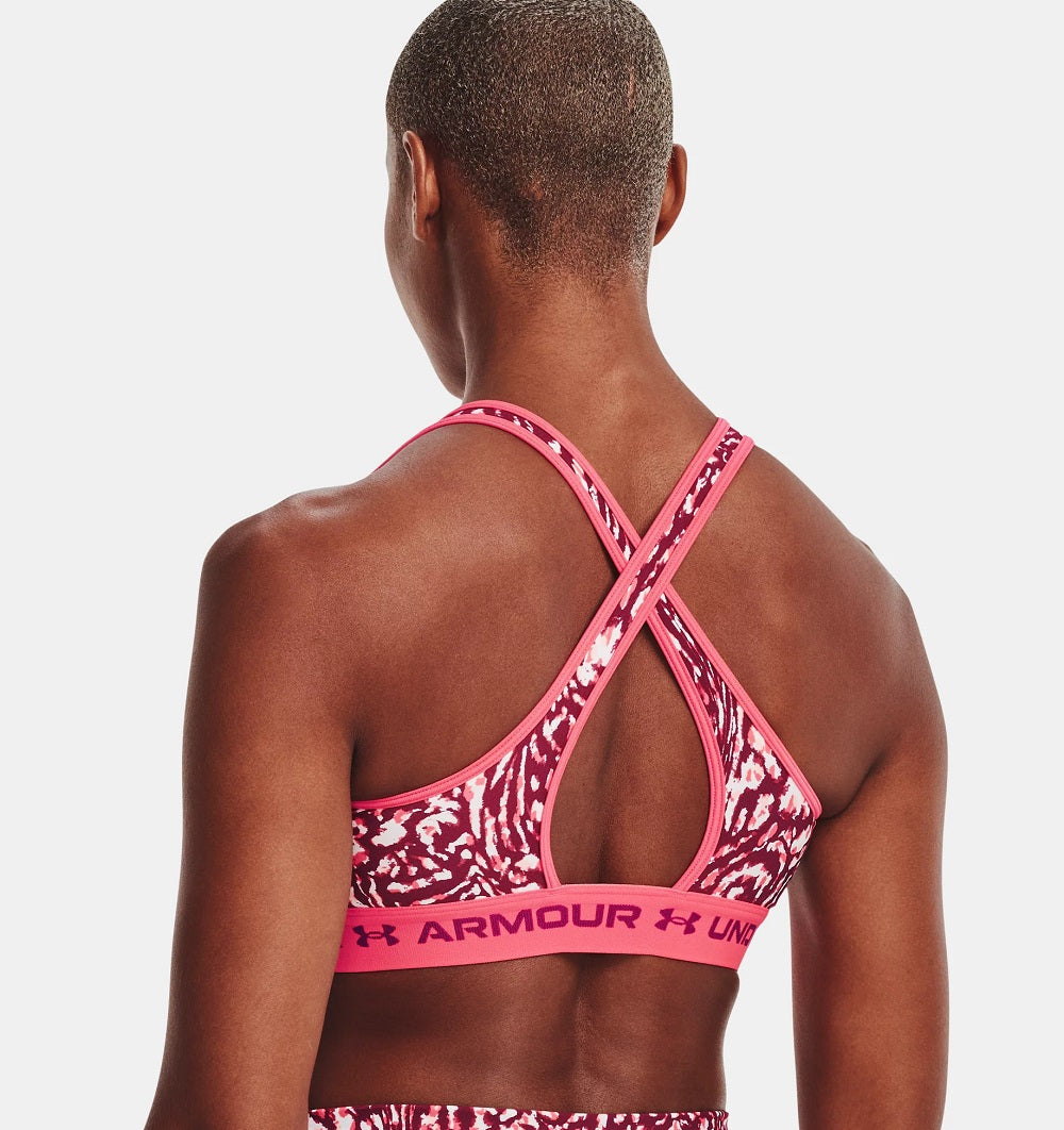 Under Armour Women's HeatGear Printed Cross Back Impact Sports Bra Purple Size Medium