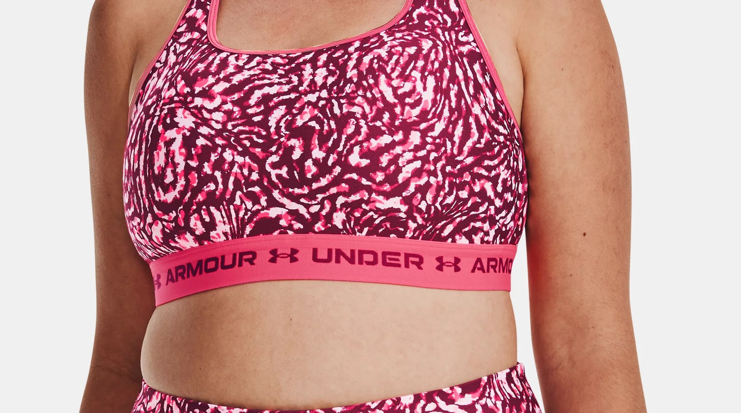 Under Armour Women's HeatGear Printed Cross Back Impact Sports Bra Purple Size Medium