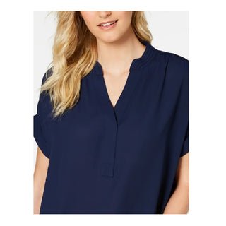 Charter Club Women's Split Neck Top Blue Size 2X