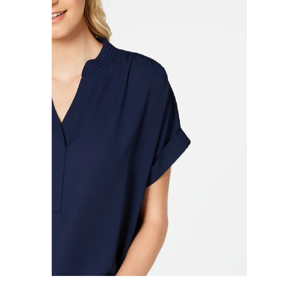 Charter Club Women's Split Neck Top Blue Size 2X