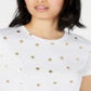 Maison Jules Women's Metallic Polka Dot T-Shirt White Size Medium