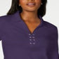 Karen Scott Women's Cotton Lace up Shirt Purple Size Large