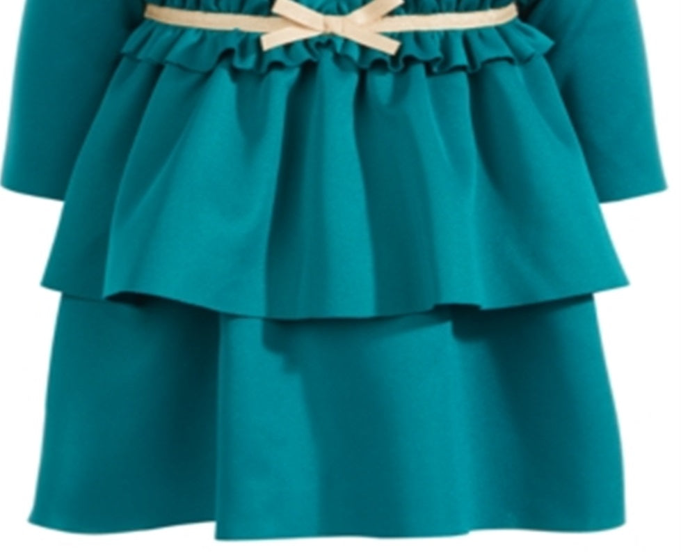 First Impressions Baby Girl's Scuba Ruffled Bow Dress Green Size 12MOS