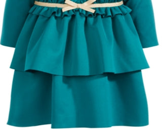 First Impressions Baby Girl's Scuba Ruffled Bow Dress Green Size 12MOS