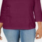 Karen Scott Women's Square Neck Lace Stripe Top Purple Size XX-Large