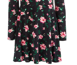 Epic Threads Big Girl's Floral Print Velvet Dress Black Size Large